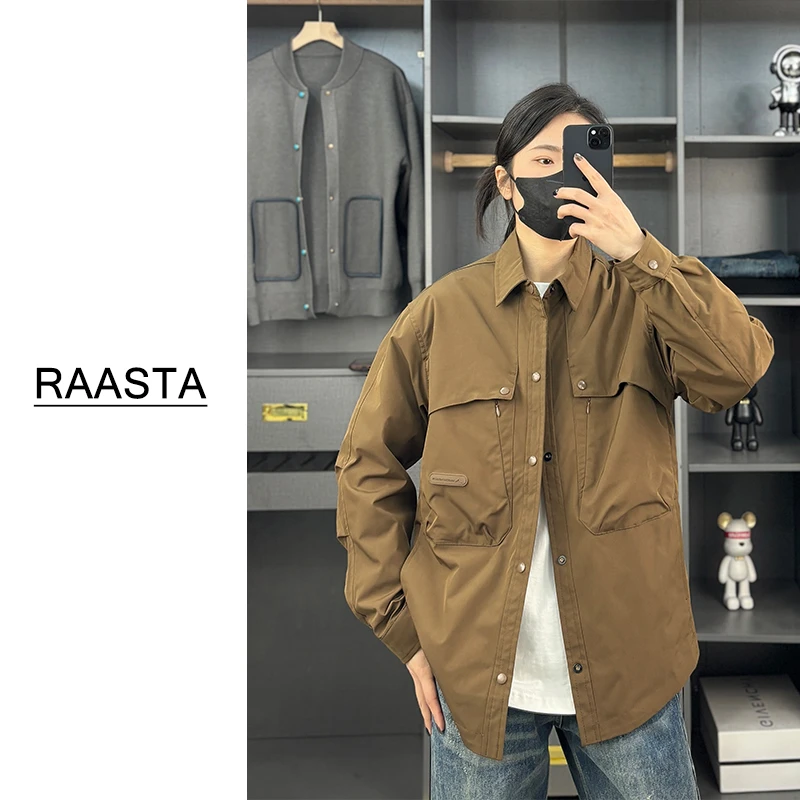 男士春秋外套帅气百搭翻领工装大口袋夹克2025新款品质男装上衣