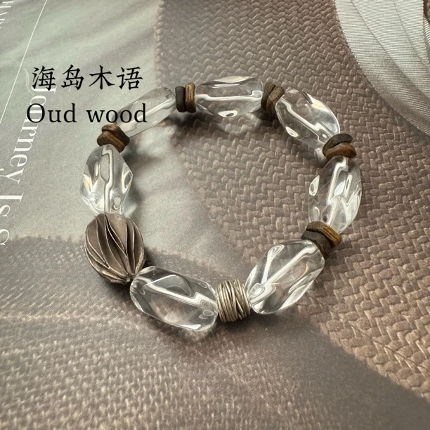 沉香观水｜海岛木语沉香白水晶随形手串小众高级感原创设计·定制