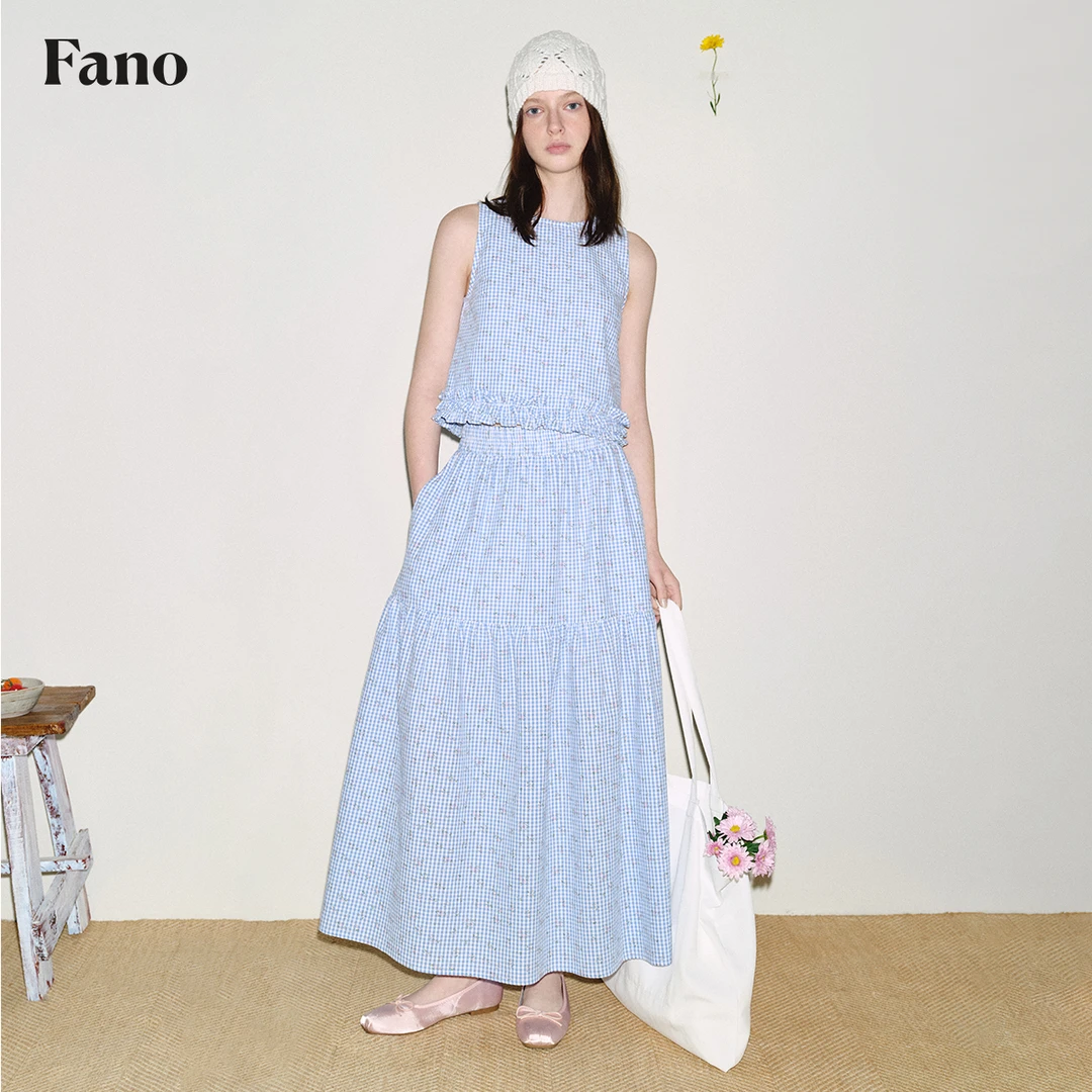 塞纳午后“du家定制莫兰迪碎花格纹”慵懒层叠半身裙FC25B055推广