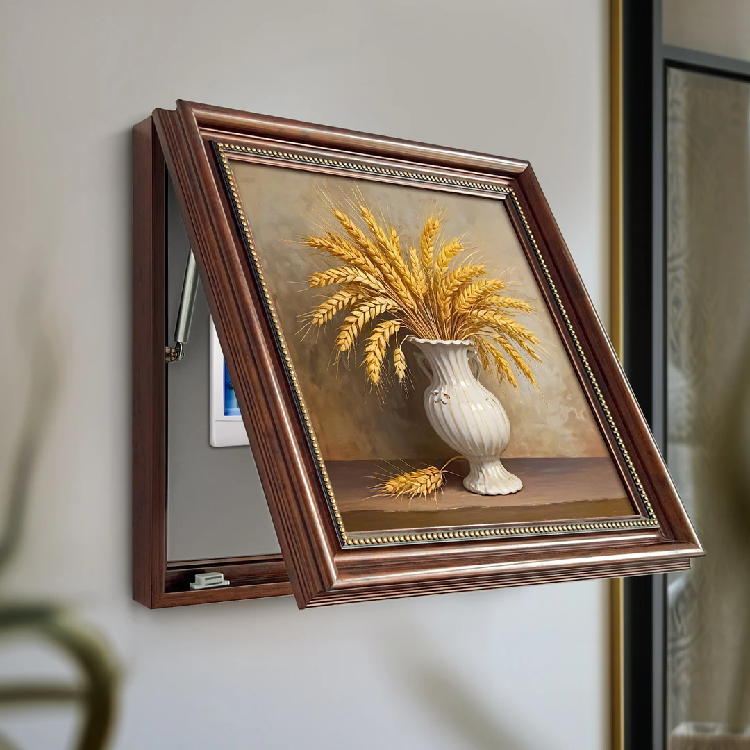 【陶罐与麦穗】免打孔电闸开关配电箱挂画美式液压上翻电表箱装饰画