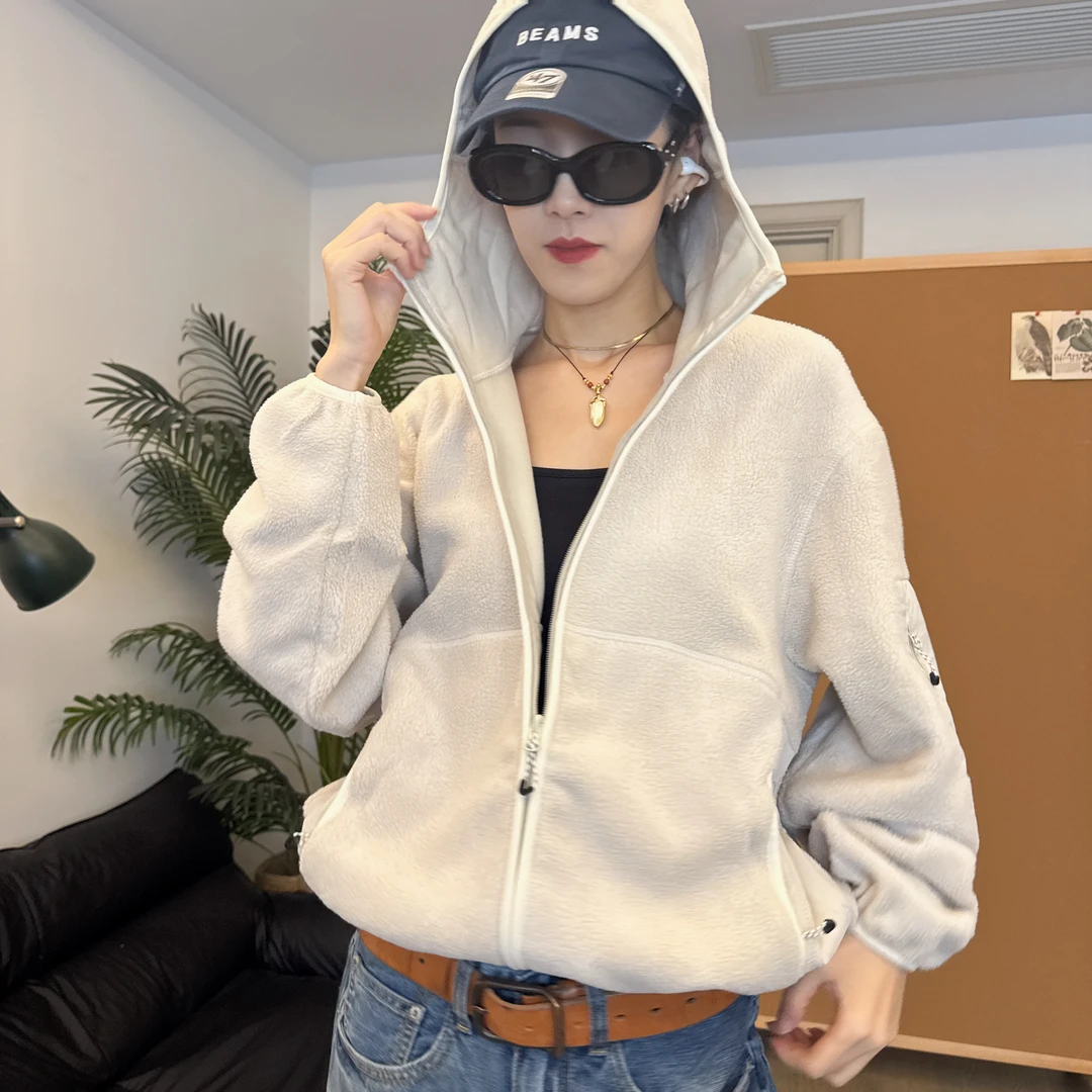 男女款欧美街拍户外保暖宽松多功能机能款连帽拉链夹克8310