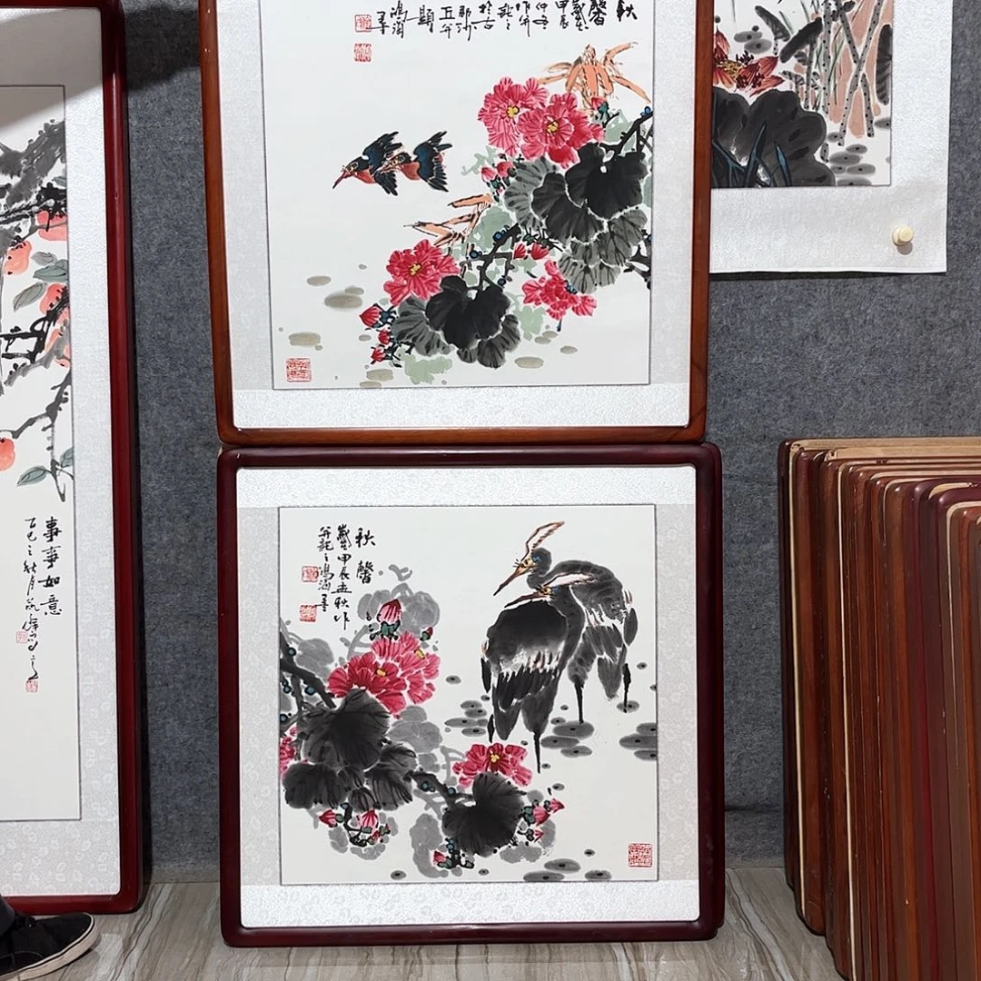 国画书画作品带框63×63