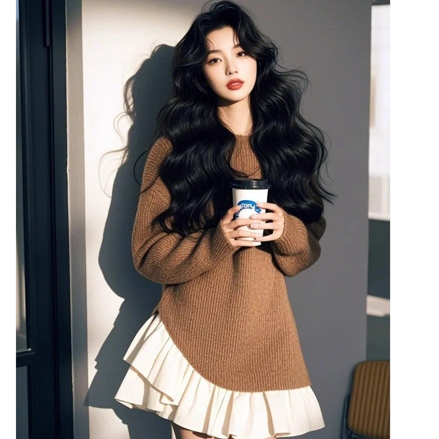 韩系减龄漂亮洋气穿搭一整套高级感小香风毛衣花苞裙套装女秋冬季