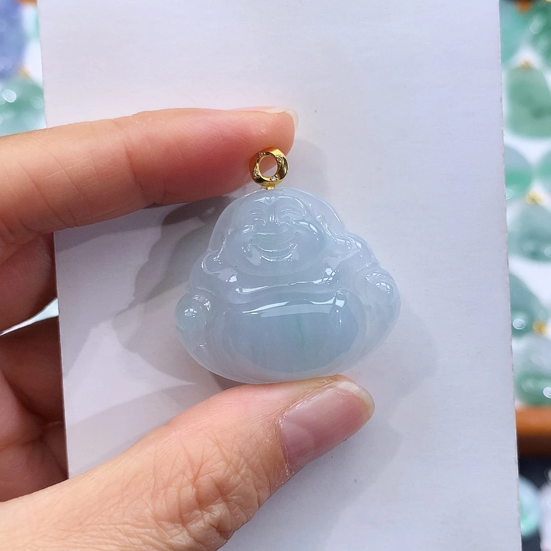 翡翠18K金镶嵌颈饰翡翠吊坠