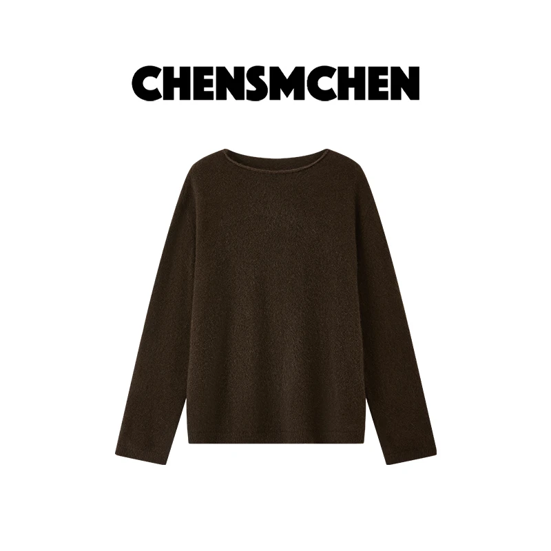 CHENSMCHEN 牦牛绒圆领纯色针织衫女百搭简约显瘦上衣CSZ9099QQ