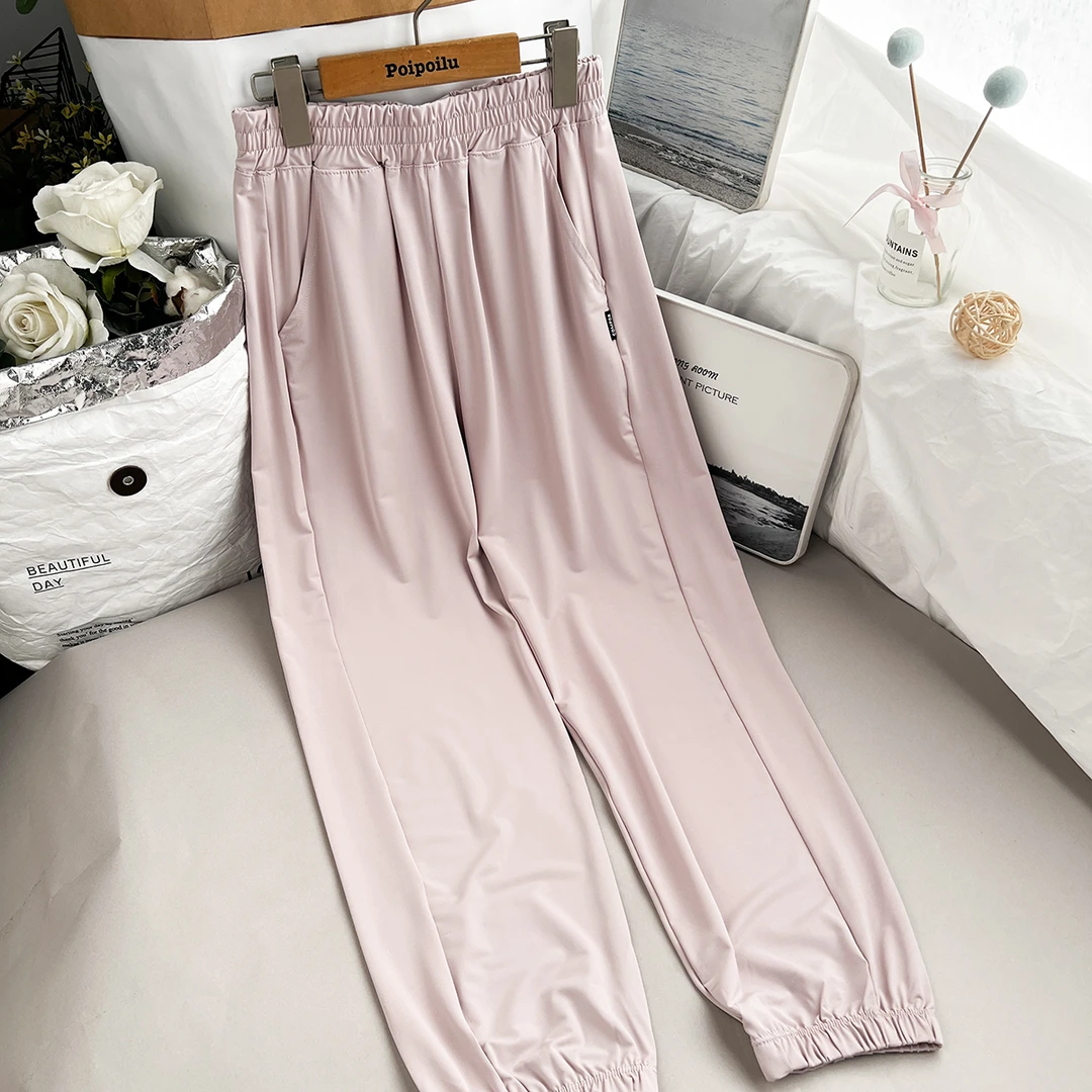 泡泡噜童装儿童夏季新款杏色粉色灯笼裤防晒裤冰丝速干裤运动休闲