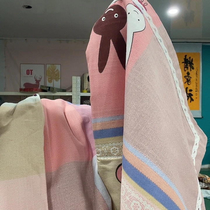 棉棉情侣兔花边三件套