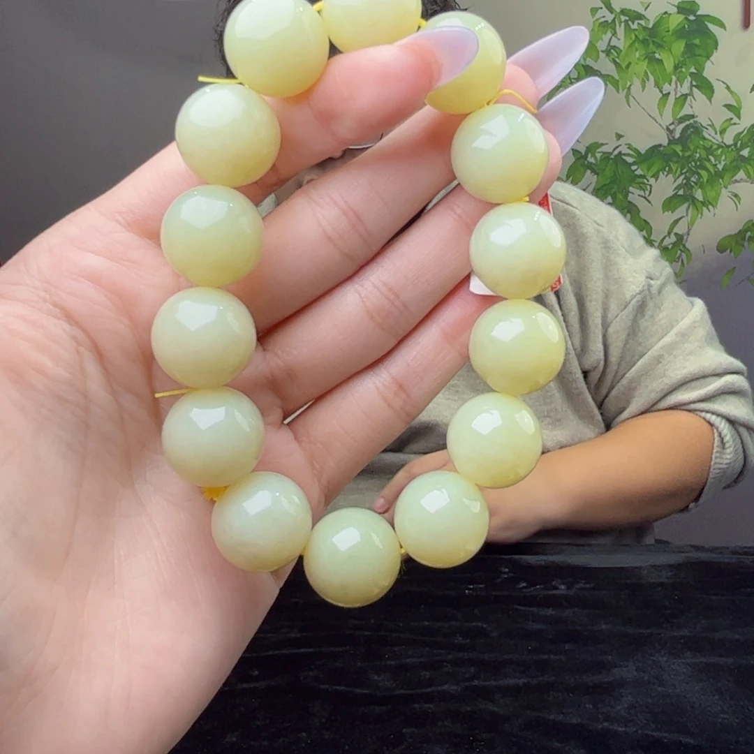 和田玉未镶嵌手链天然和田玉新疆若羌黄口16