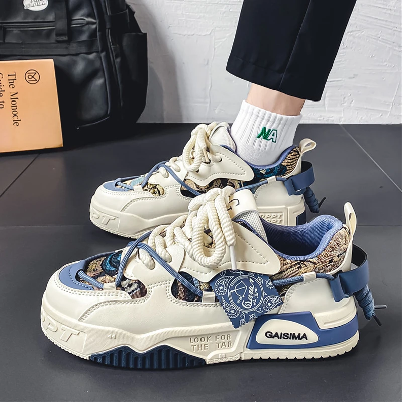 男鞋秋季2024新款韩版学生小众设计休闲百搭板鞋运动增高小白潮鞋