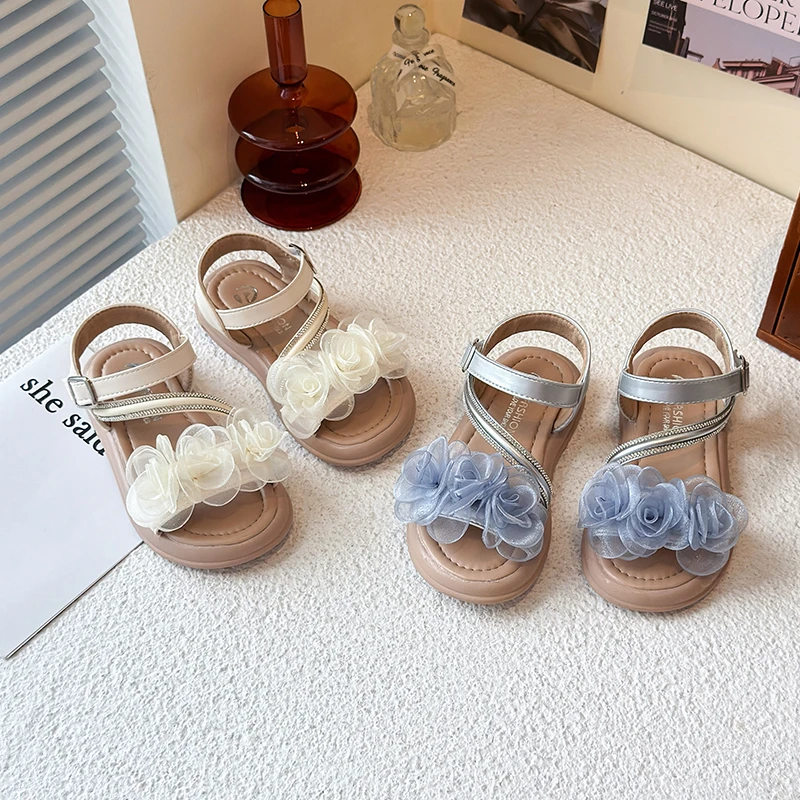 女露趾沙滩鞋2025夏季车缝线凉鞋公主鞋女宝百搭小童小女孩韩版