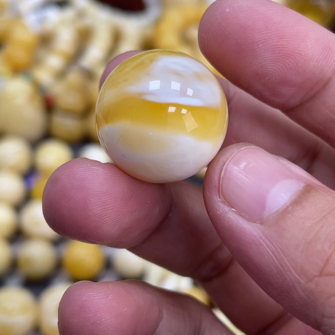 未镶嵌琥珀珠宝奇石20.7mm气泡 瓷白妖花