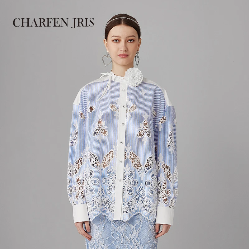 CHARFEN朝峰多纹镂空绣衬衫CFF1B918-9019T