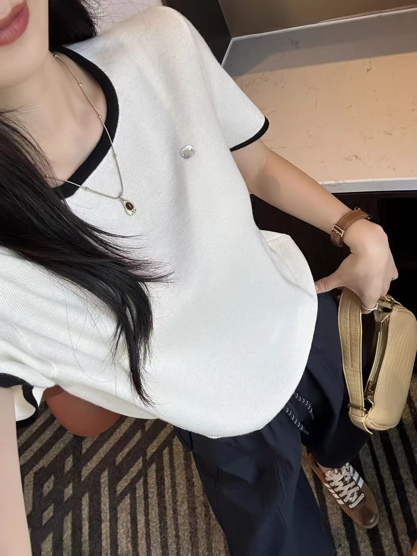 BGY#25106夏季福利高品质针织短袖上衣，衣长：53cm