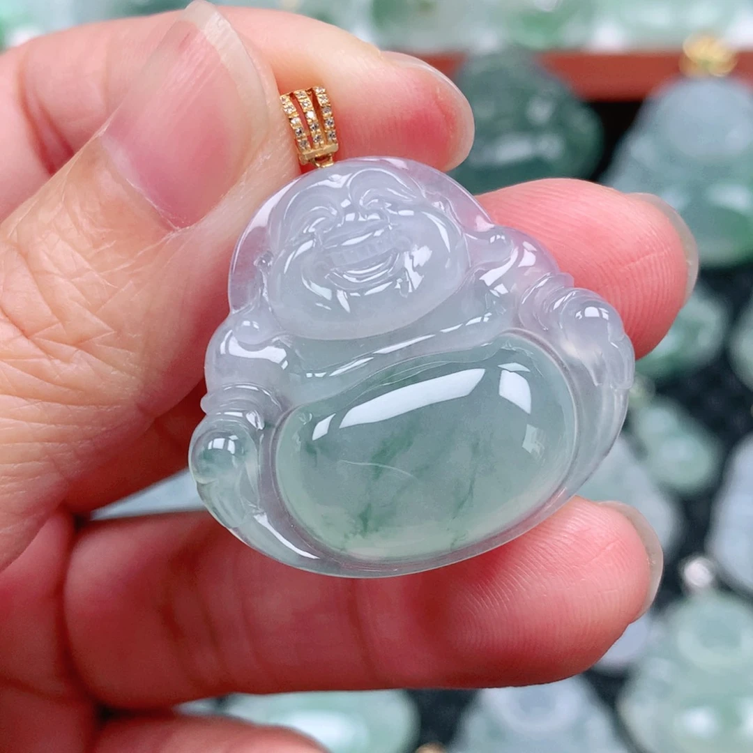 翡翠吊坠(不含链)18K金镶嵌淡*