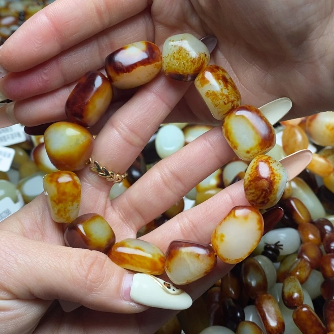 和田玉手链未镶嵌闪*