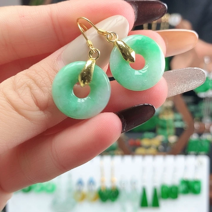 翡翠银S925镶嵌耳饰耳饰