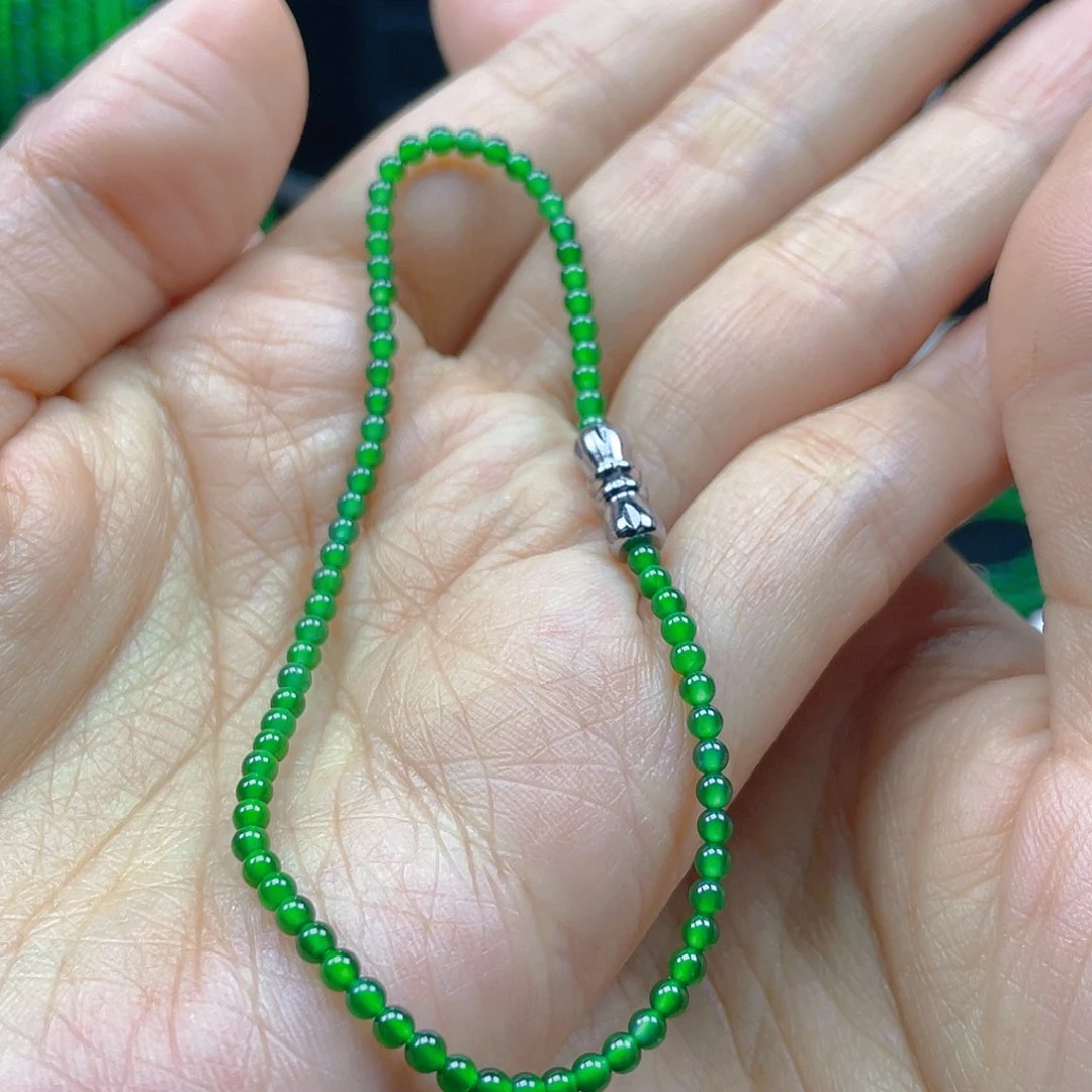 翡翠颈饰未镶嵌天然A货翡翠卡3帝绿