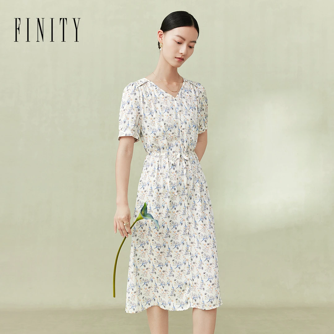 【专属】FINITY 19MM弹力双乔缎桑蚕丝修身连衣裙 F21X3C05L3