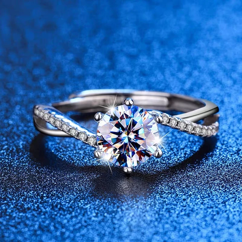 925银莫桑石戒指 【诗诗六爪】经典莫桑石戒指085