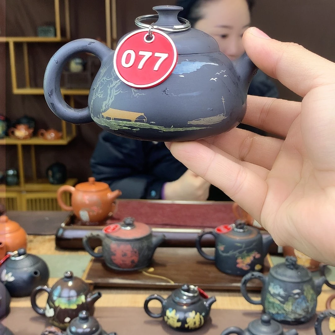 壶建水紫陶彩填茶壶077
