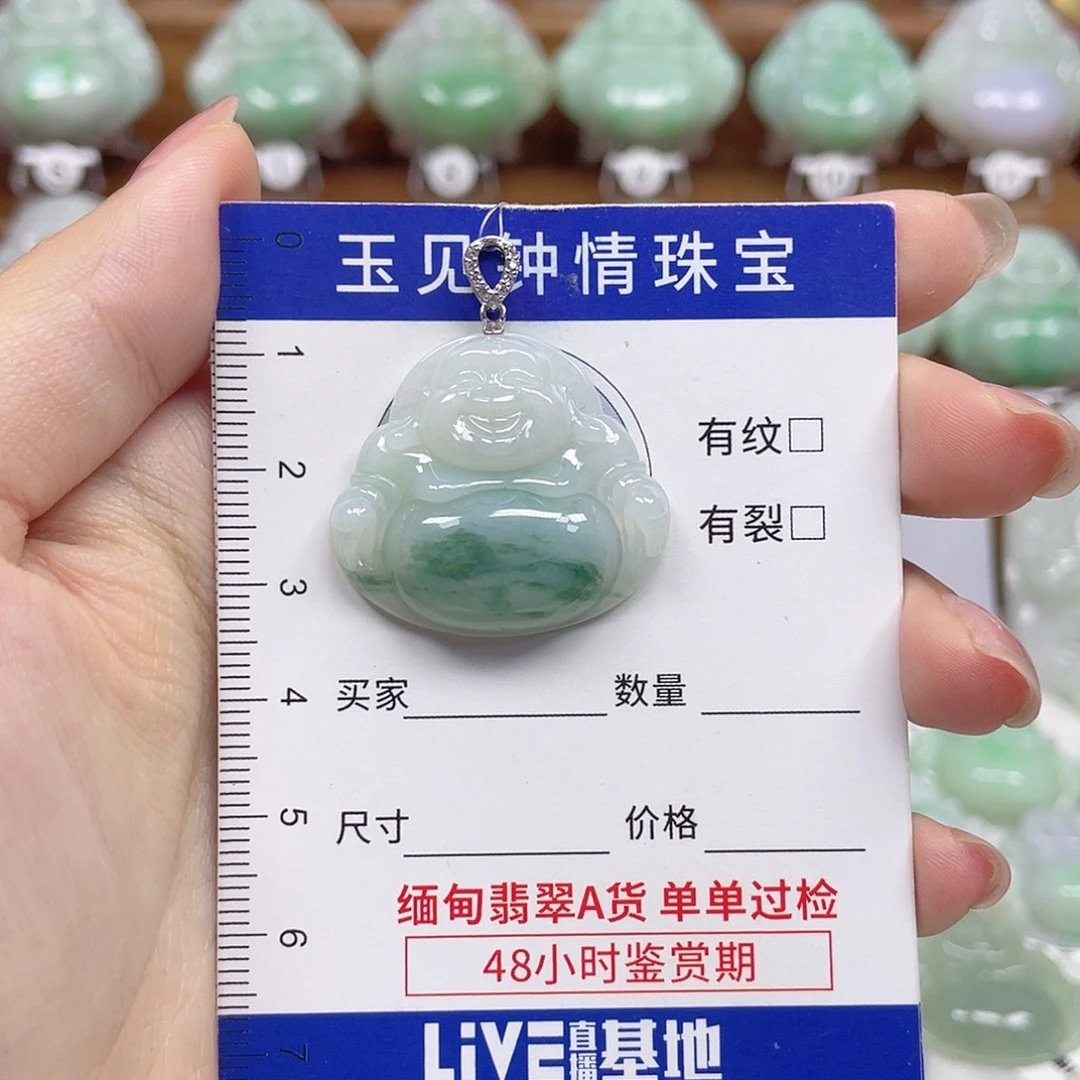 翡翠银S925镶嵌颈饰佛公
