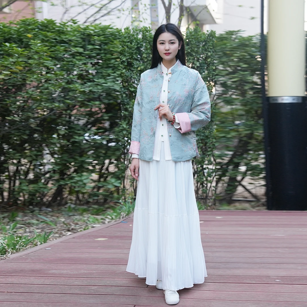 春夏新款中国风复古休闲舒适时尚刺绣立领长袖百搭外套WG252054