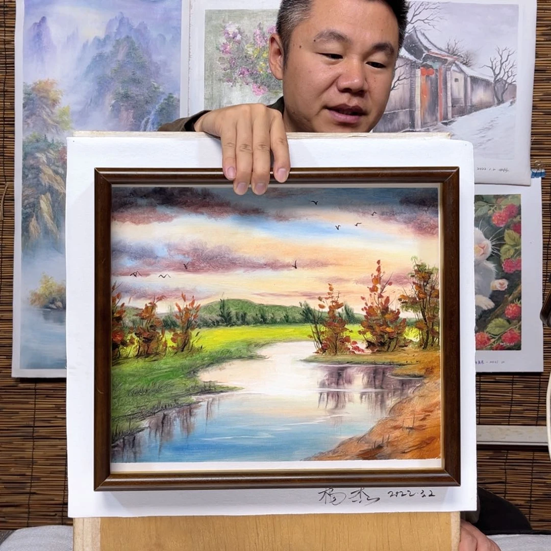 油画行路人小院绘画作品竞拍