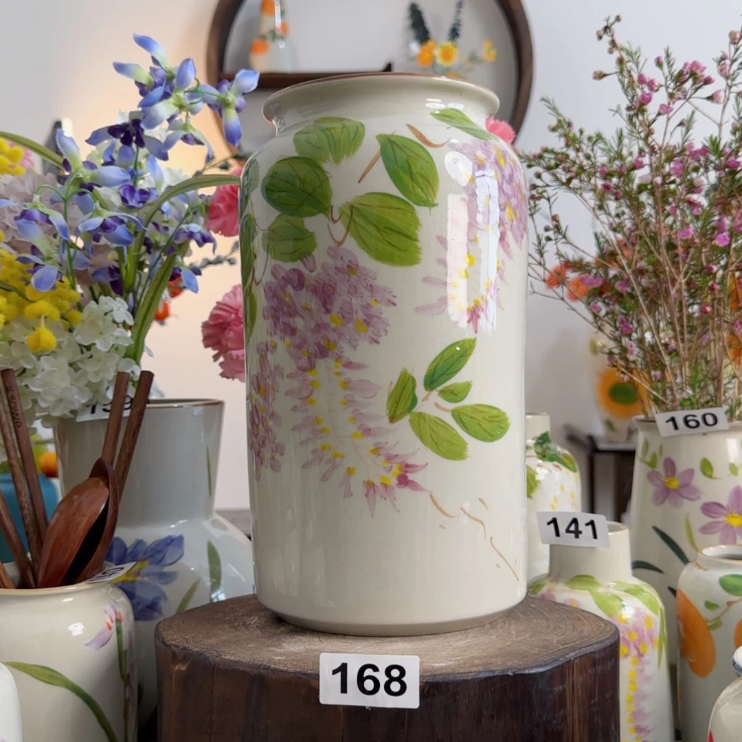 摆件景德镇陶瓷手绘小花瓶摆件无孔