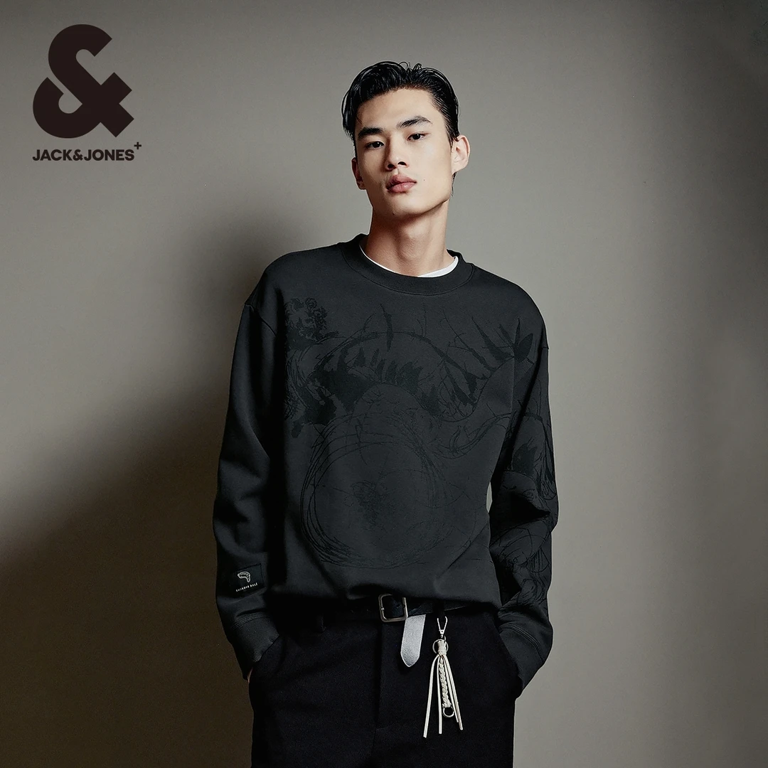 【商场同款】杰克琼斯男士卫衣DALI联名满印字母贴布宽松休闲男装