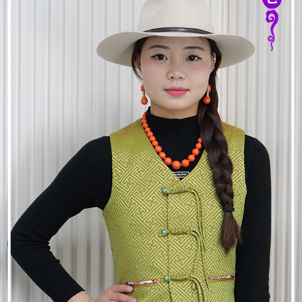 藏吧啦女士偏襟马甲民族服装