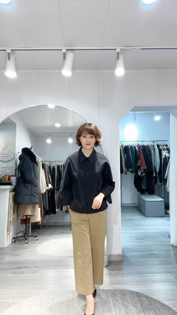 高端春秋款高弹后腰松紧8分阔腿裤