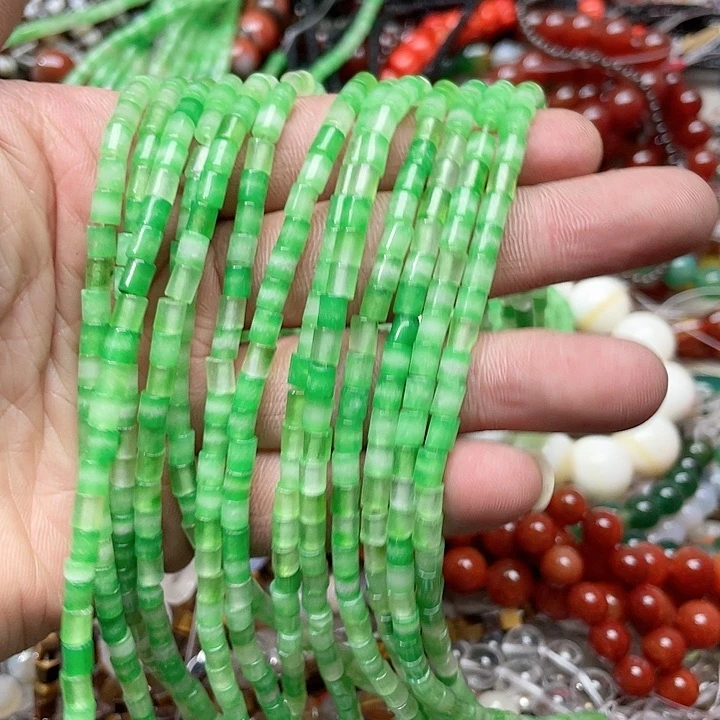 玛瑙/玉髓珠宝半成品未镶嵌美***^打包13条4mm管珠