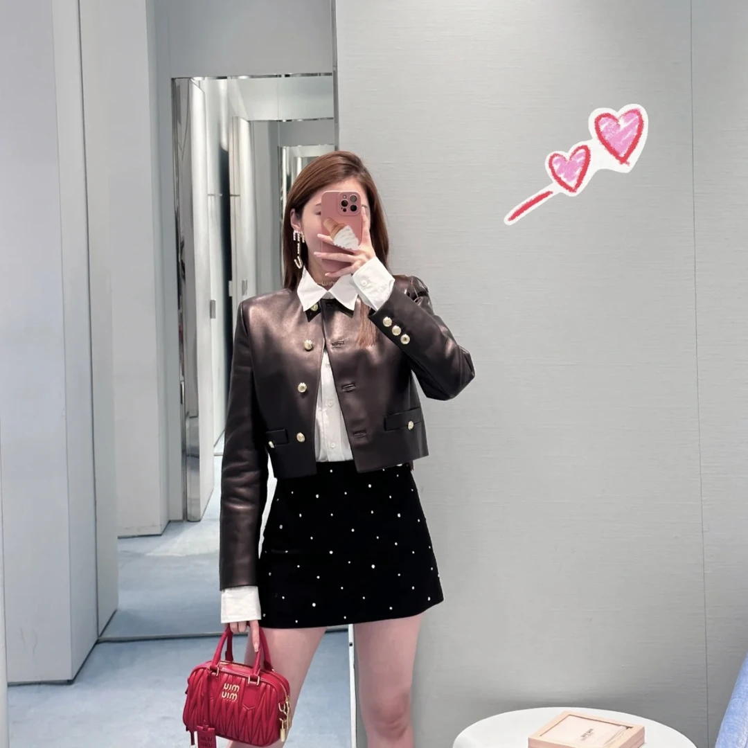 Miu Miu/缪缪 1l014 准新带吊 纯色水钻半身裙 40码