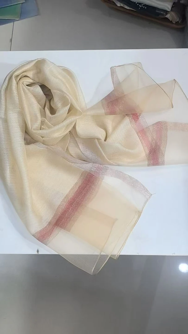 C313米杏色C满天星 桑蚕丝羊毛围巾丝巾披肩通用75*180