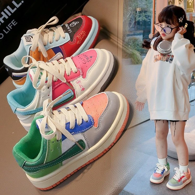 25春秋儿童鸳鸯色板鞋儿童皮面防水运动鞋男童百搭中大童休闲鞋潮