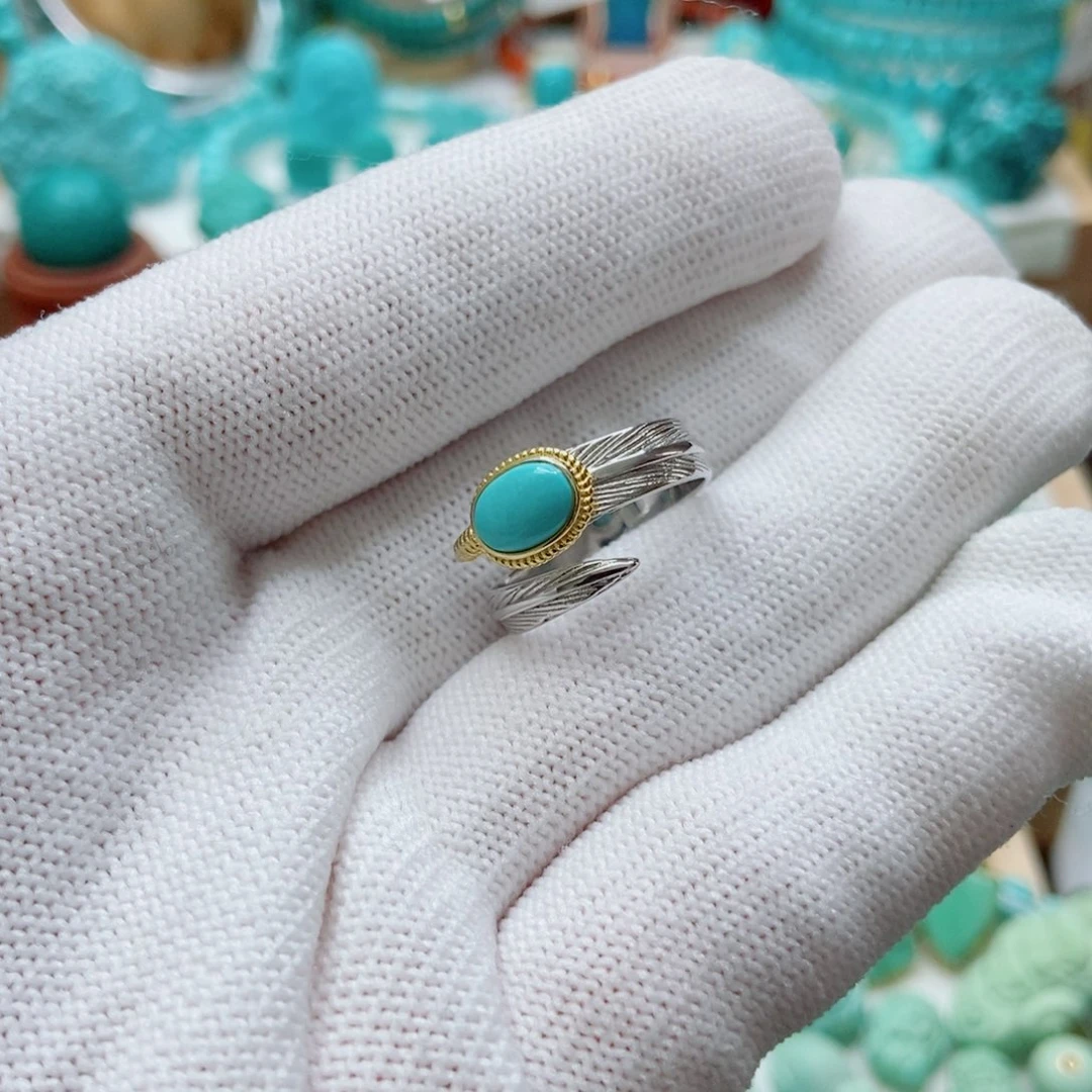 绿松石银S925镶嵌戒指