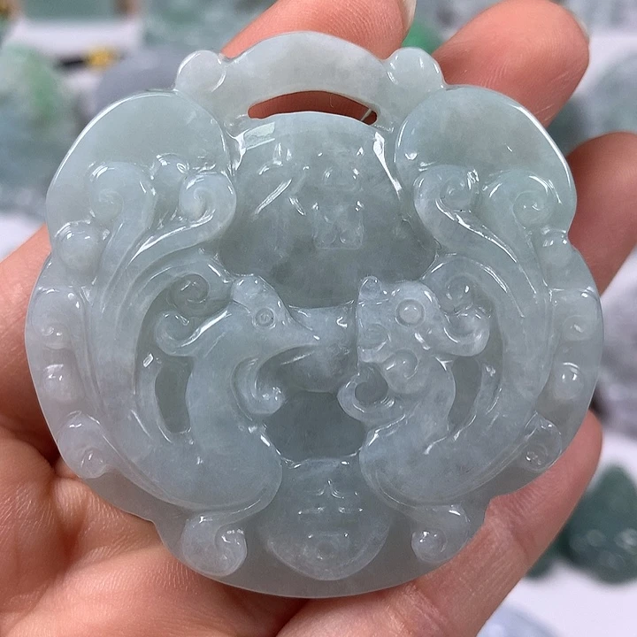 颈饰未镶嵌翡翠龙凤呈祥两面工艺福利