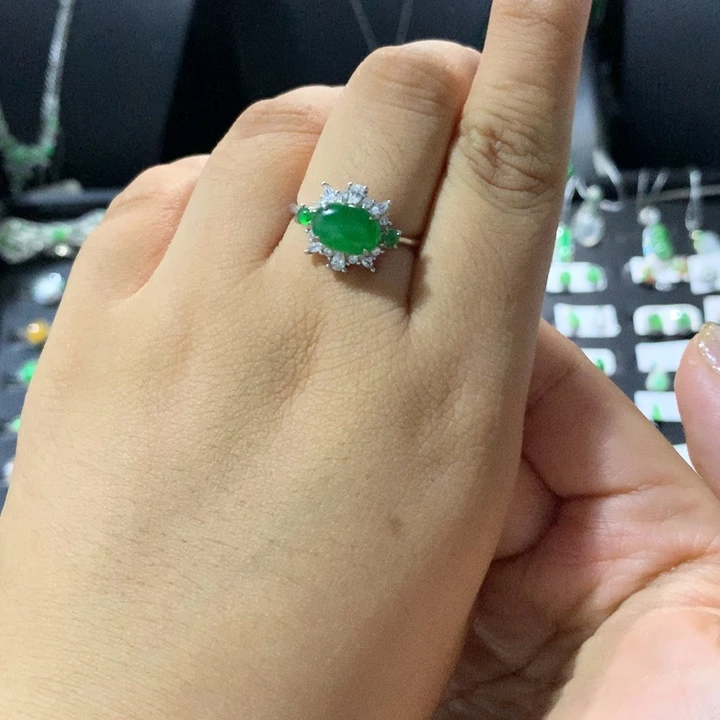 翡翠银S925镶嵌戒指