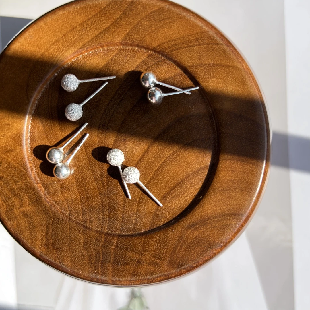 足银耳饰 990足银纯银简约耳钉养耳