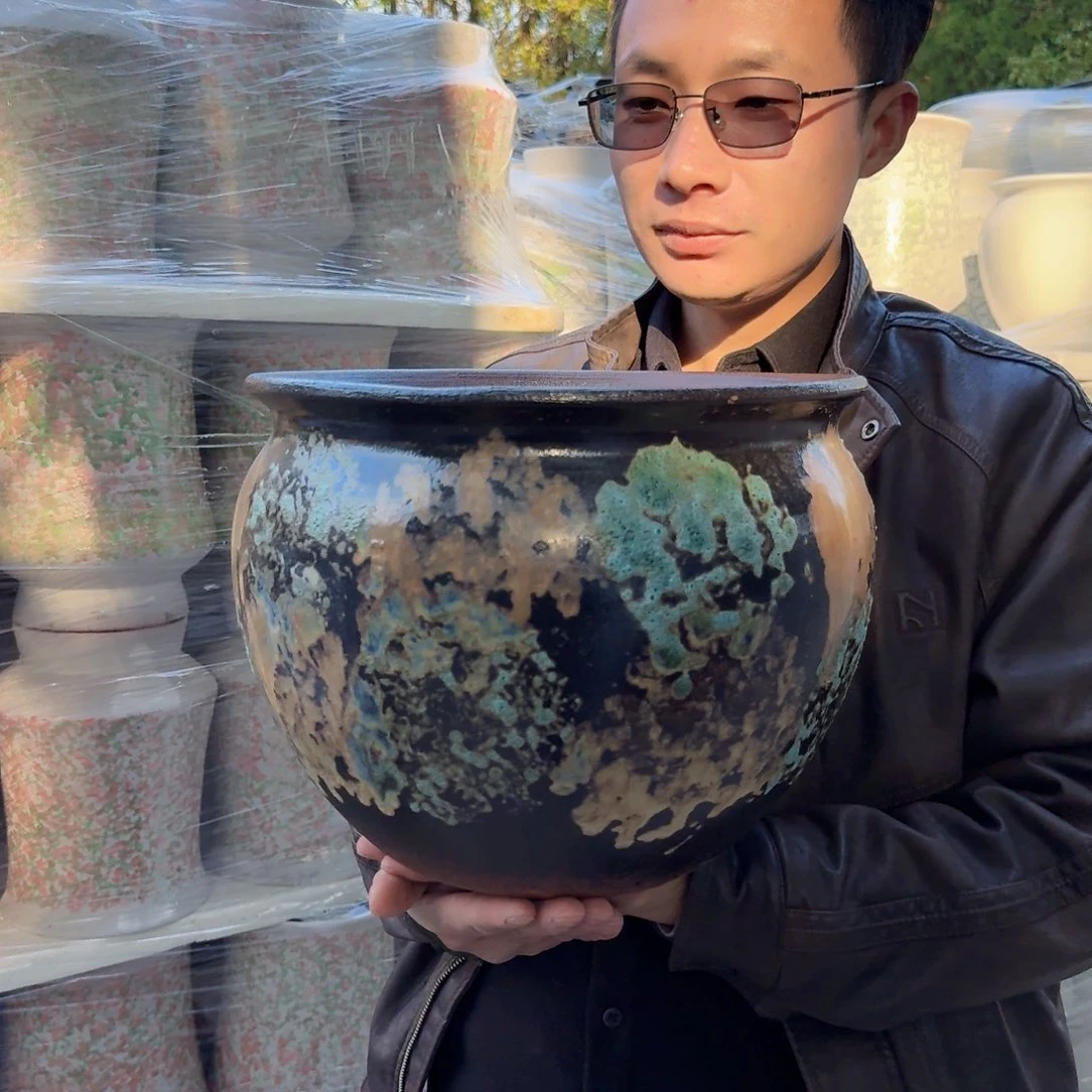 紫砂花盆口30高25（一个黑色姹寂