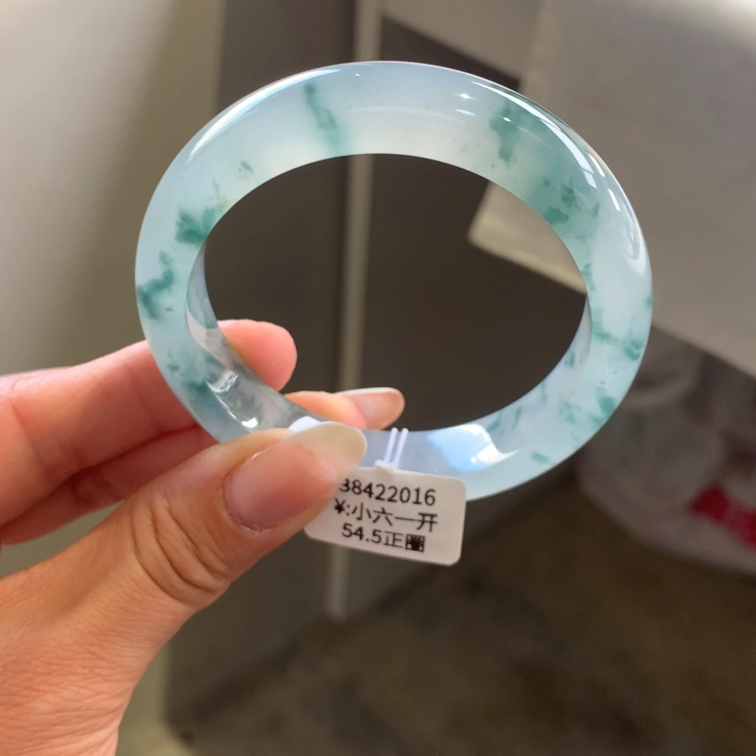 翡翠手镯未镶嵌冰胶飘芝麻花54.5正圈（具体询价）