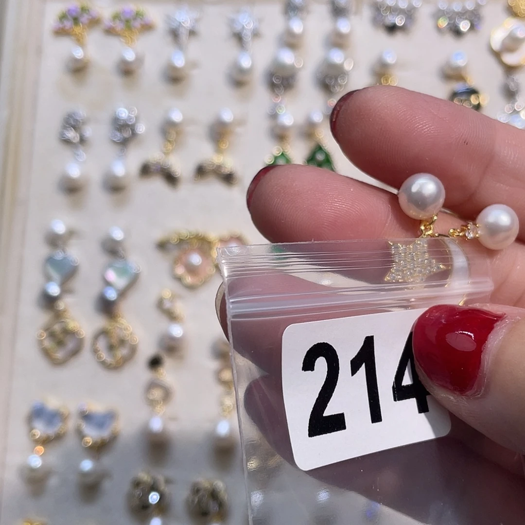 希***乐合金淡水珍珠耳饰