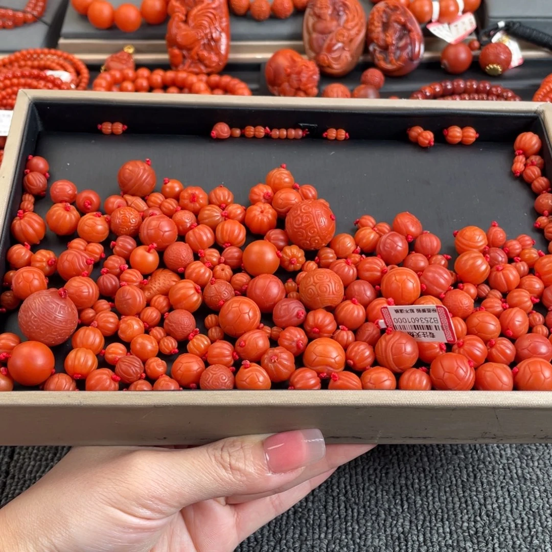 南红玛瑙未镶嵌南瓜，富甲，回纹，苹果珠保山南红雕刻单珠