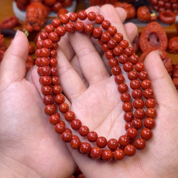 南红玛瑙未镶嵌保山牛血色7➕尺寸108颗