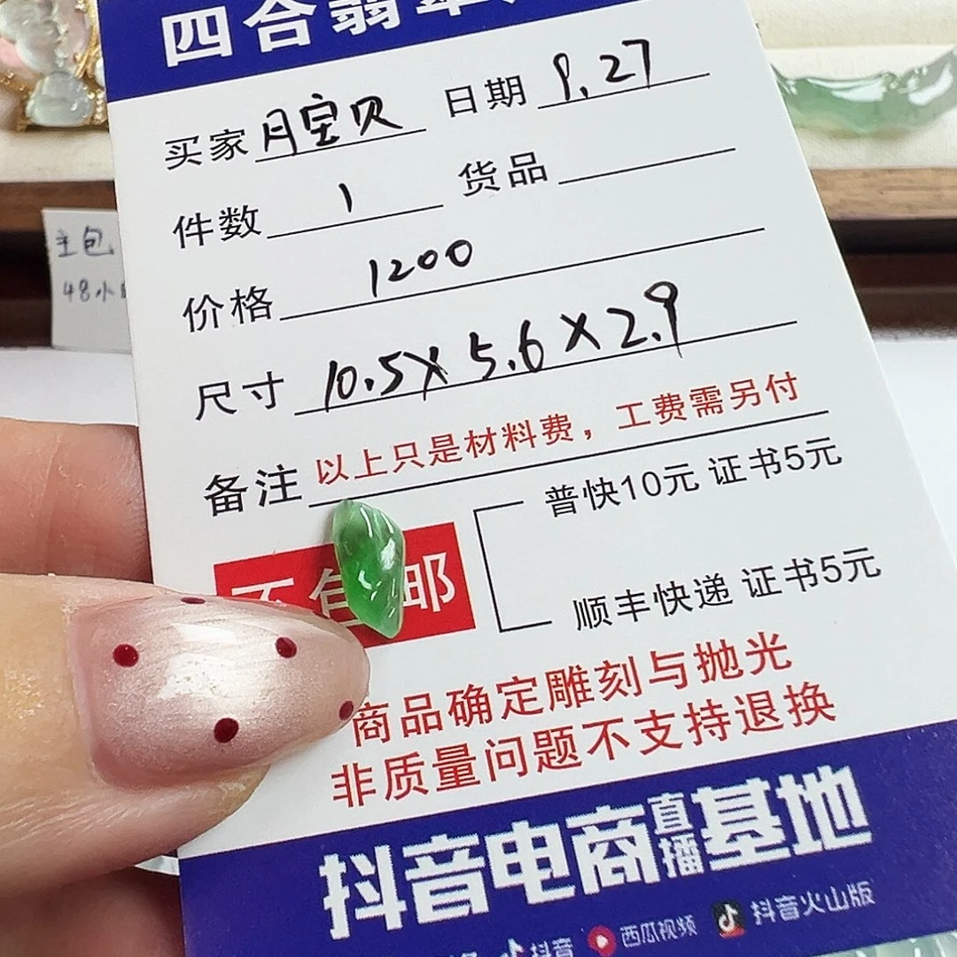 月***.翡翠未镶嵌颈饰果绿小山