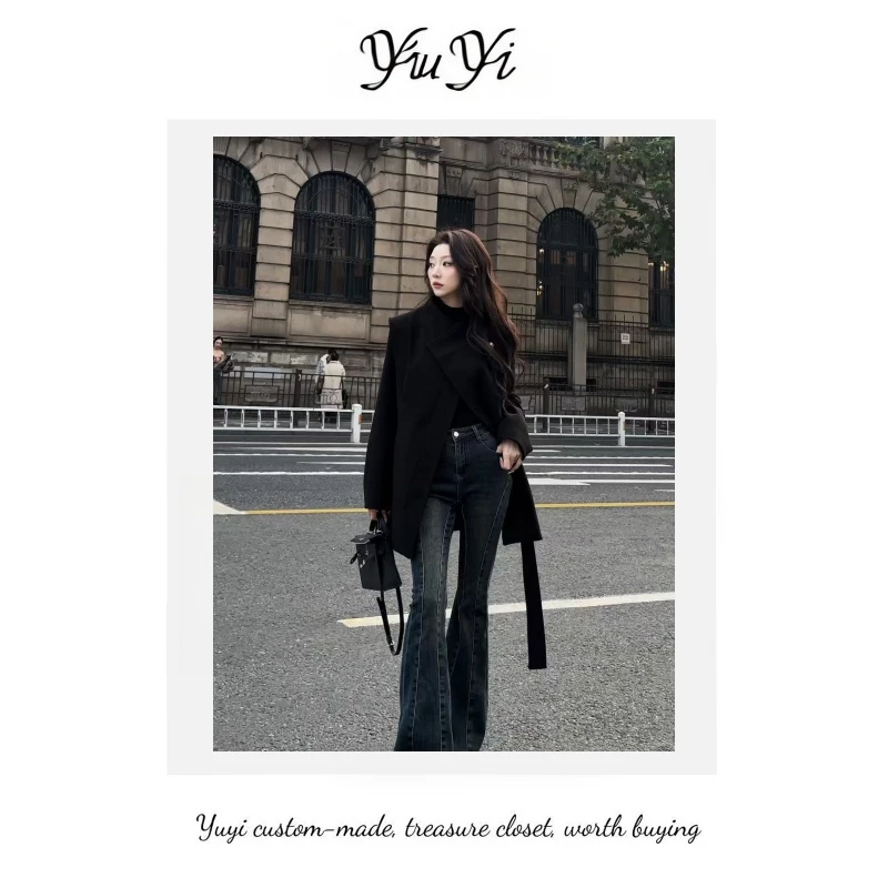 宇熠-2025秋冬新款【春色撩人】直角肩中长款收腰高级感外套88553