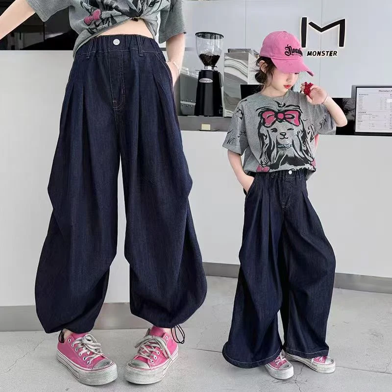 505947 韩版女童新款夏款时尚儿童洋气百搭休闲夏季牛仔长裤