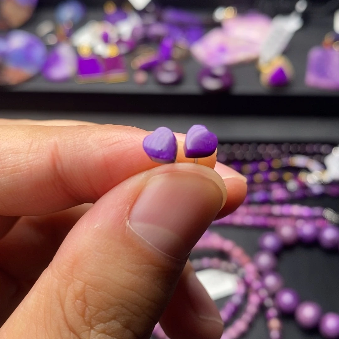 苏纪石（舒俱来）银S925镶嵌耳钉