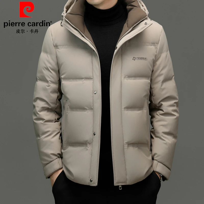 皮尔卡丹冬季新款男士休闲羽绒服可拆卸连帽加厚保暖时尚百搭外套