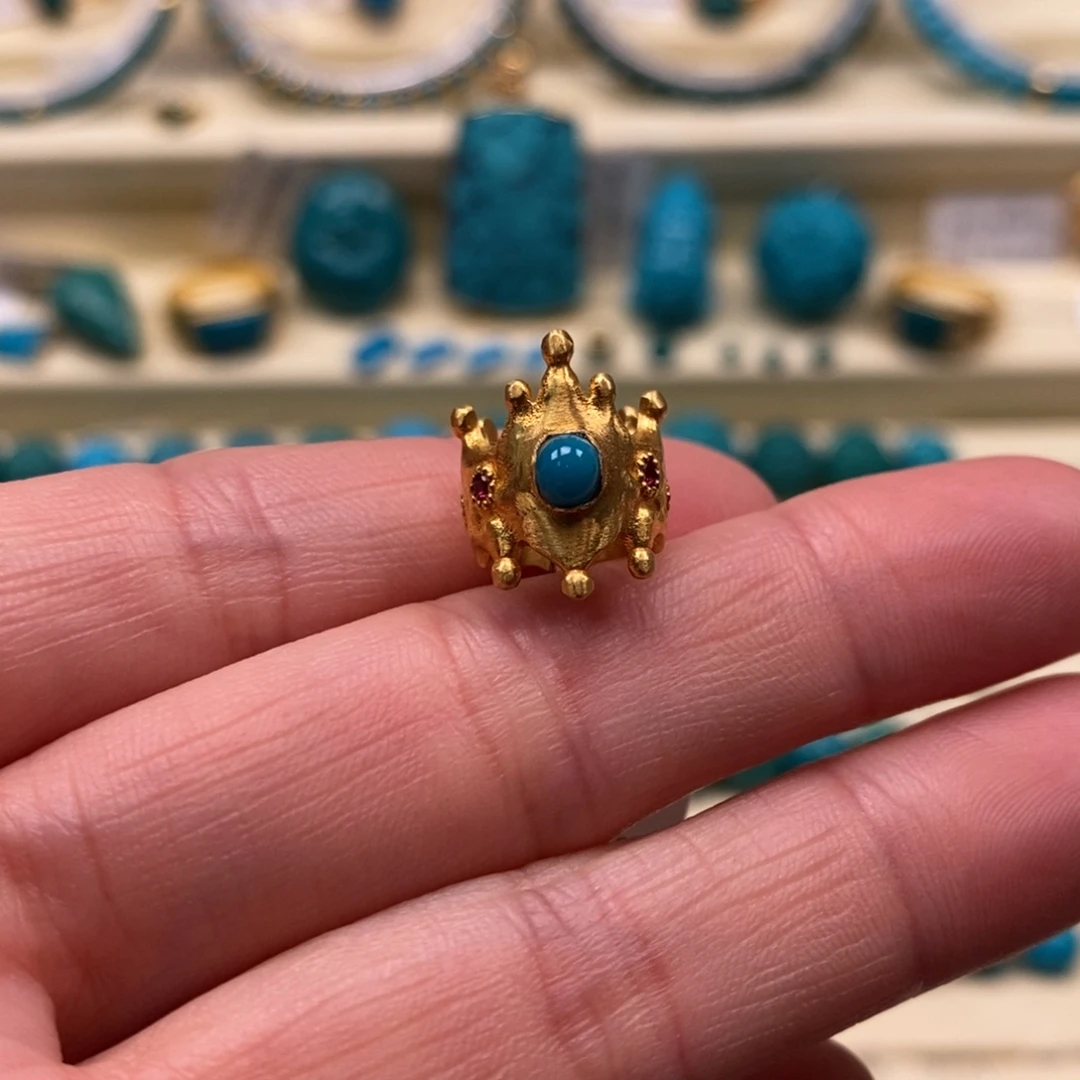 绿松石未镶嵌珠宝奇石皇冠卡环搭配8.5-9.5串